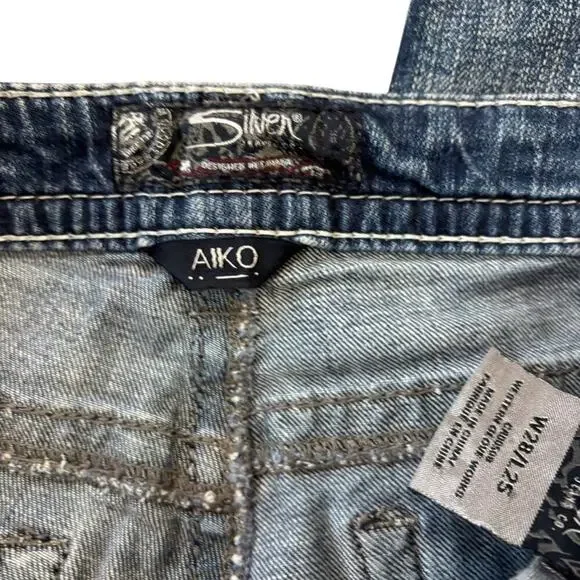 Silver Aiko Cropped Stitched Blue Jeans Women’s 28 Casual Denim Y2K Capri Pants - Picture 9 of 10